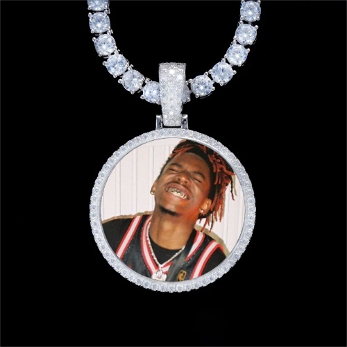 925S & VVS Moissanite 3D Circle Custom Picture Pendant
