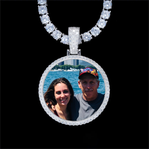 925S & VVS Moissanite 3D Circle Custom Picture Pendant