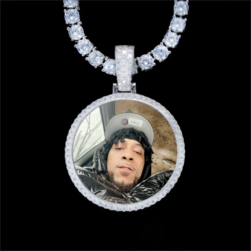 925S & VVS Moissanite 3D Circle Custom Picture Pendant