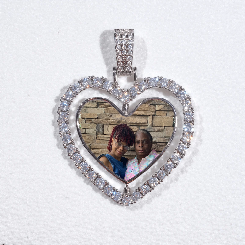 3D Spinning 2-Faced Heart Custom Picture Pendant