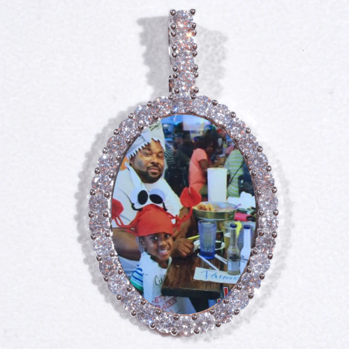 Large 3D Oval Custom Picture Pendant
