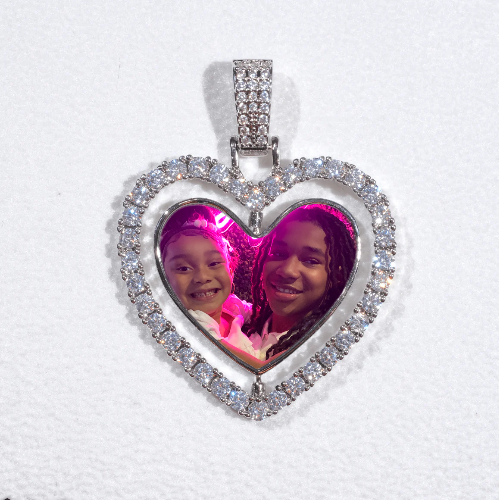 3D Spinning 2-Faced Heart Custom Picture Pendant