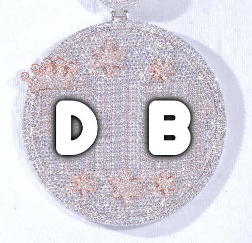 CUSTOM LETTER NECKLACE 3D BIG CROWN DISC