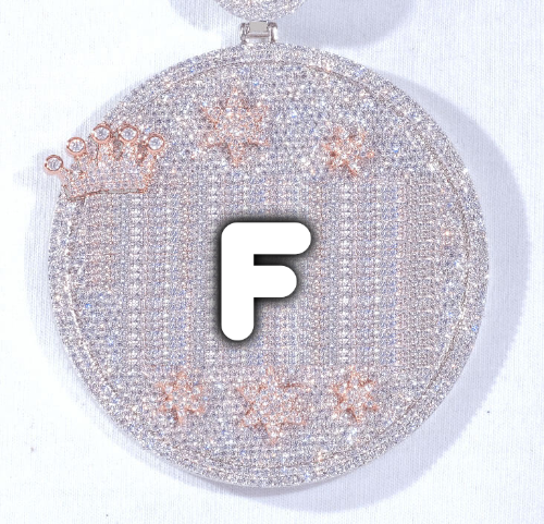 CUSTOM LETTER NECKLACE 3D BIG CROWN DISC
