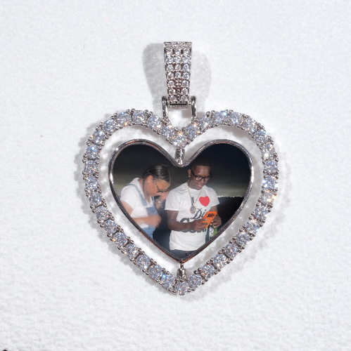 3D Spinning 2-Faced Heart Custom Picture Pendant