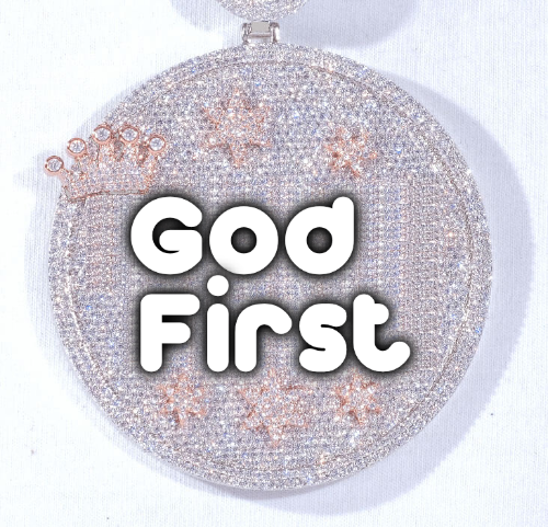 CUSTOM LETTER NECKLACE 3D BIG CROWN DISC