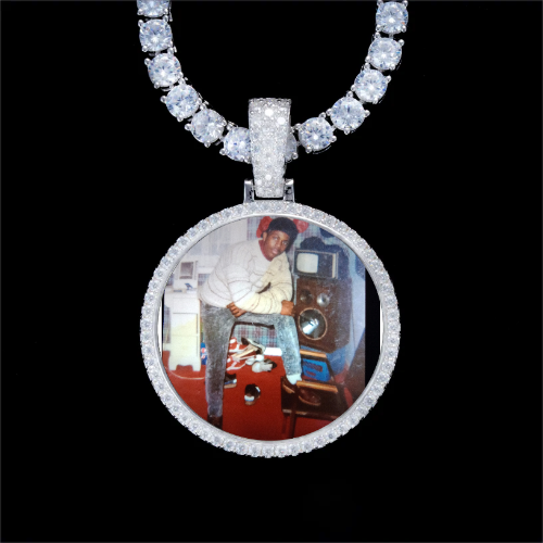 925S & VVS Moissanite 3D Circle Custom Picture Pendant
