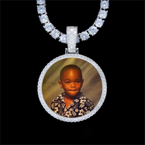 925S & VVS Moissanite 3D Circle Custom Picture Pendant