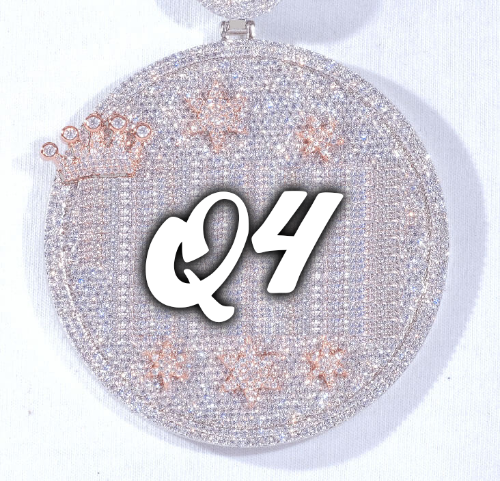 CUSTOM LETTER NECKLACE 3D BIG CROWN DISC