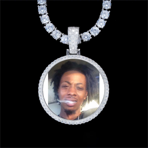 925S & VVS Moissanite 3D Circle Custom Picture Pendant