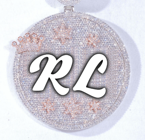 CUSTOM LETTER NECKLACE 3D BIG CROWN DISC