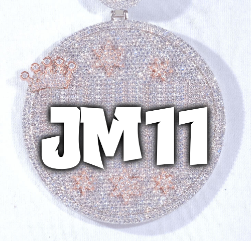 CUSTOM LETTER NECKLACE 3D BIG CROWN DISC