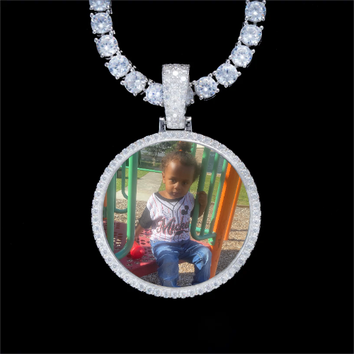 925S & VVS Moissanite 3D Circle Custom Picture Pendant
