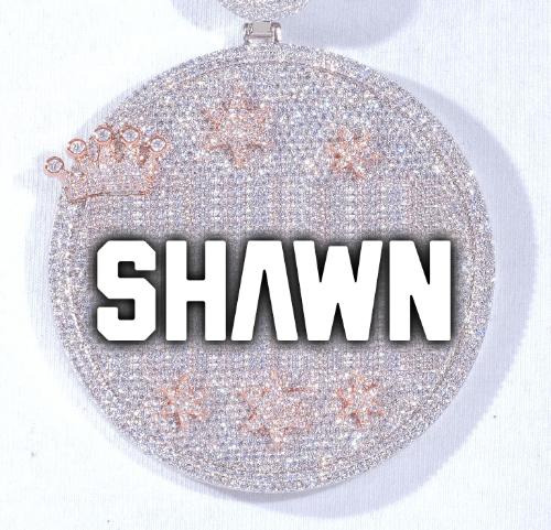 CUSTOM LETTER NECKLACE 3D BIG CROWN DISC