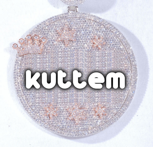 CUSTOM LETTER NECKLACE 3D BIG CROWN DISC