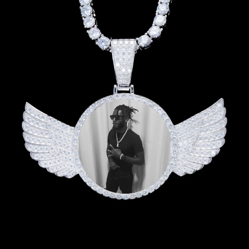 925S & VVS Moissanite 3D Wing Custom Picture Pendant