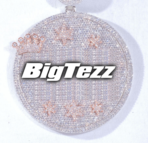 CUSTOM LETTER NECKLACE 3D BIG CROWN DISC