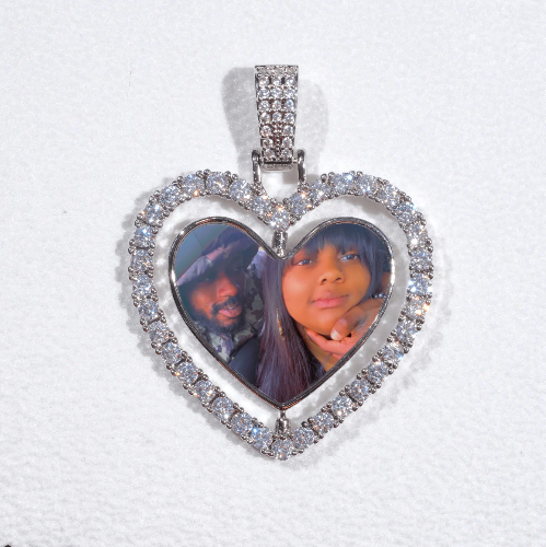 3D Spinning 2-Faced Heart Custom Picture Pendant