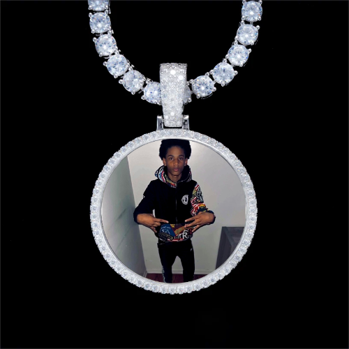 925S & VVS Moissanite 3D Circle Custom Picture Pendant