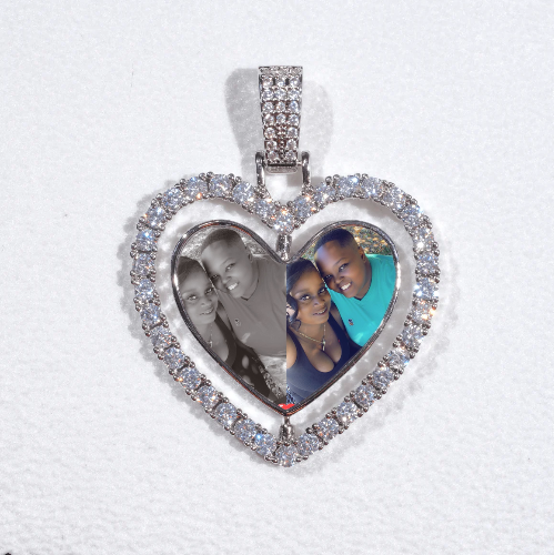 3D Spinning 2-Faced Heart Custom Picture Pendant