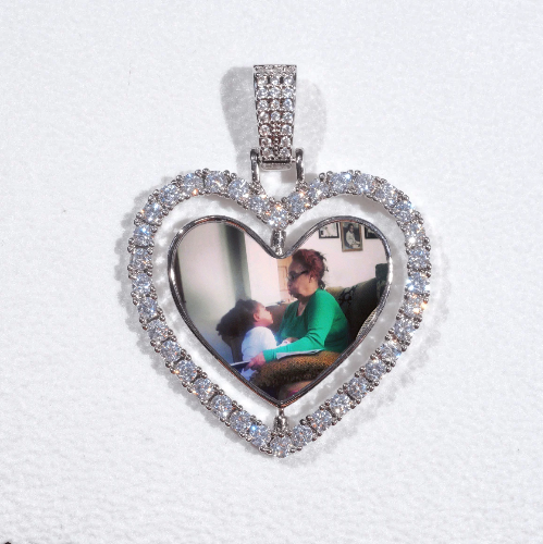 3D Spinning 2-Faced Heart Custom Picture Pendant