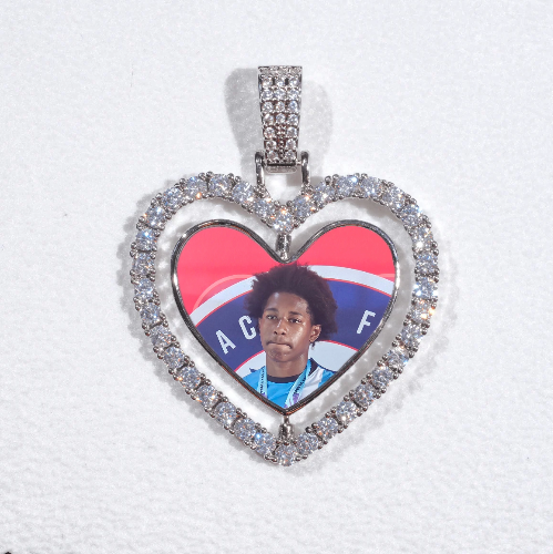 3D Spinning 2-Faced Heart Custom Picture Pendant