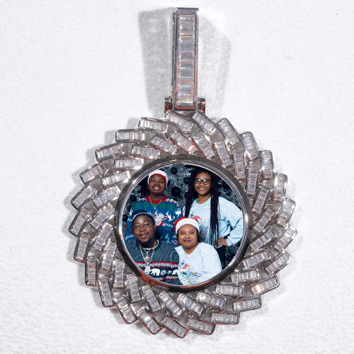 Large 3D Baguette Custom Picture Pendant