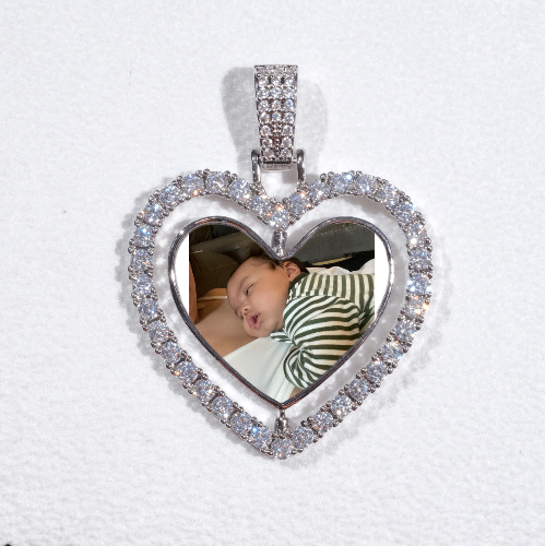 3D Spinning 2-Faced Heart Custom Picture Pendant