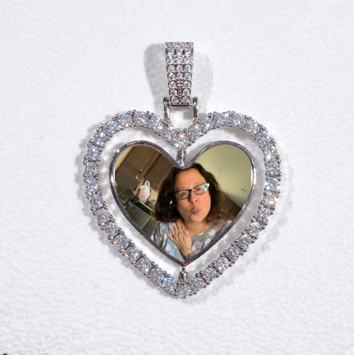 3D Spinning 2-Faced Heart Custom Picture Pendant
