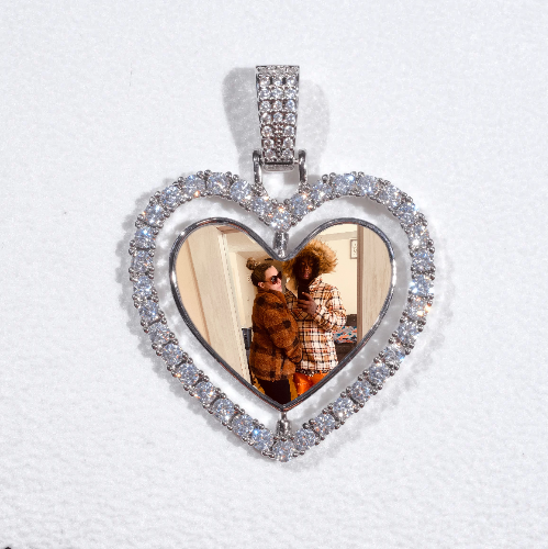 3D Spinning 2-Faced Heart Custom Picture Pendant