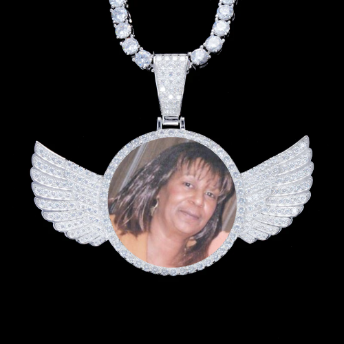 925S & VVS Moissanite 3D Wing Custom Picture Pendant