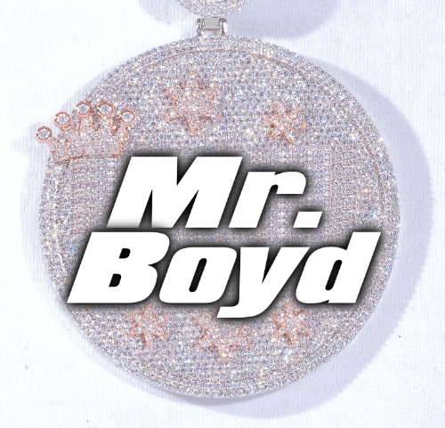CUSTOM LETTER NECKLACE 3D BIG CROWN DISC