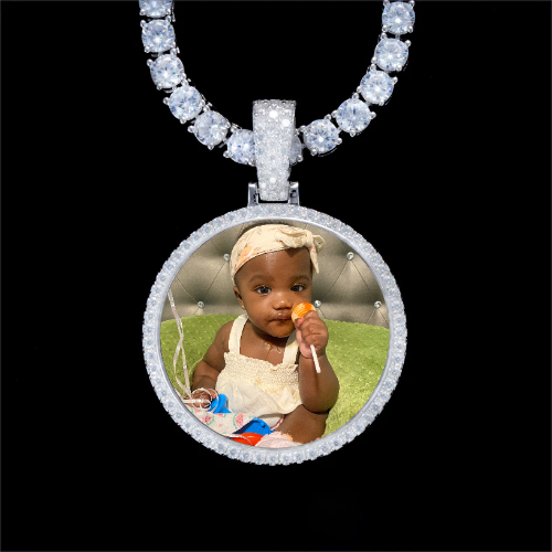 925S & VVS Moissanite 3D Circle Custom Picture Pendant