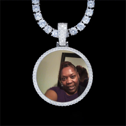 925S & VVS Moissanite 3D Circle Custom Picture Pendant