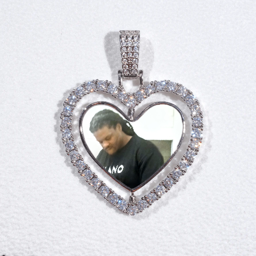 3D Spinning 2-Faced Heart Custom Picture Pendant