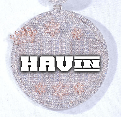 CUSTOM LETTER NECKLACE 3D BIG CROWN DISC