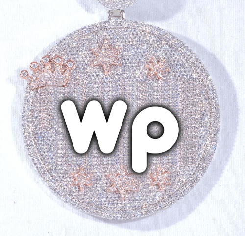 CUSTOM LETTER NECKLACE 3D BIG CROWN DISC