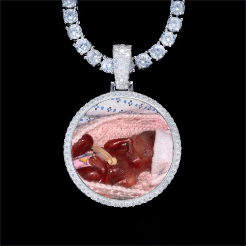 925S & VVS Moissanite 3D Circle Custom Picture Pendant
