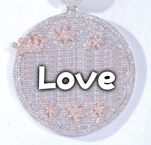 CUSTOM LETTER NECKLACE 3D BIG CROWN DISC