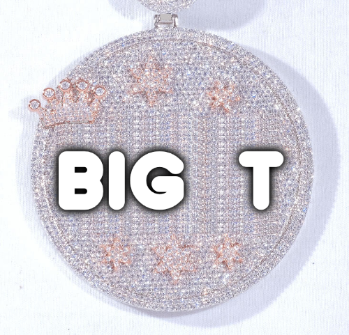 CUSTOM LETTER NECKLACE 3D BIG CROWN DISC