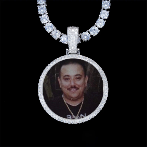 925S & VVS Moissanite 3D Circle Custom Picture Pendant