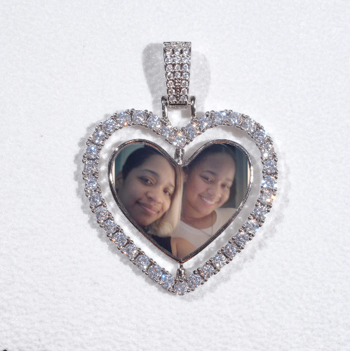 3D Spinning 2-Faced Heart Custom Picture Pendant