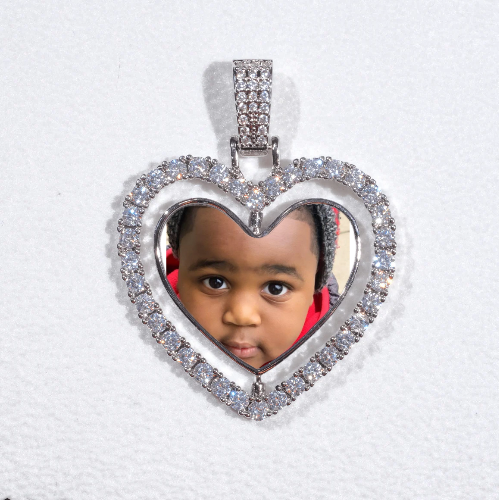 3D Spinning 2-Faced Heart Custom Picture Pendant