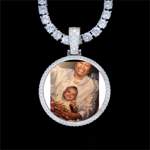 925S & VVS Moissanite 3D Circle Custom Picture Pendant