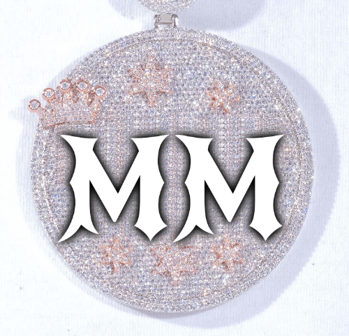 CUSTOM LETTER NECKLACE 3D BIG CROWN DISC