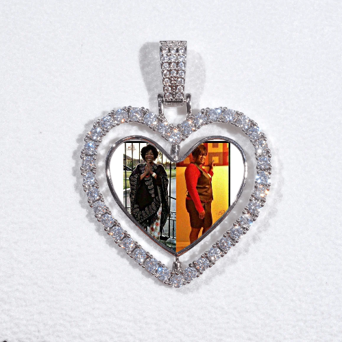 3D Spinning 2-Faced Heart Custom Picture Pendant