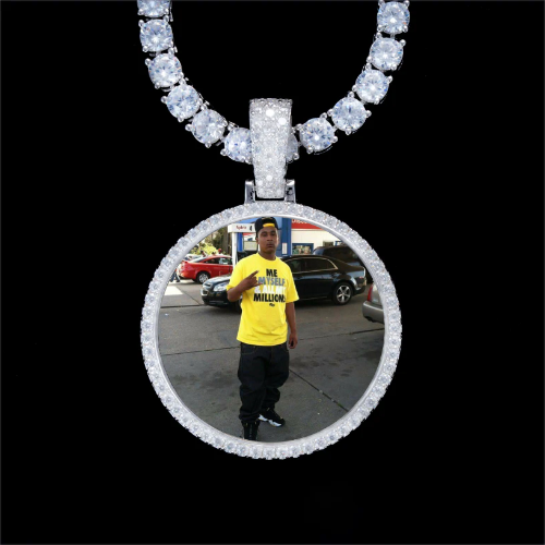 925S & VVS Moissanite 3D Circle Custom Picture Pendant