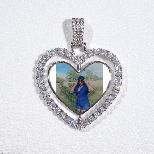 3D Spinning 2-Faced Heart Custom Picture Pendant