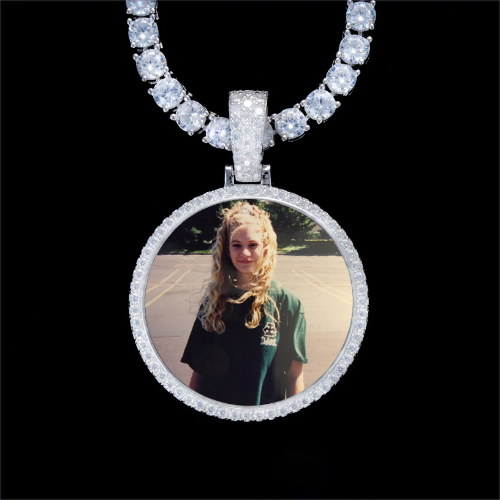 925S & VVS Moissanite 3D Circle Custom Picture Pendant