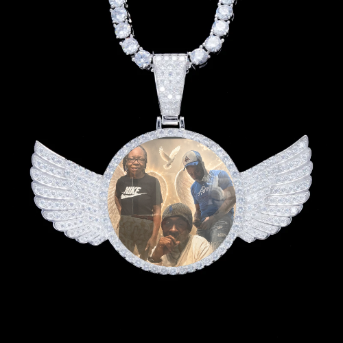 925S & VVS Moissanite 3D Wing Custom Picture Pendant